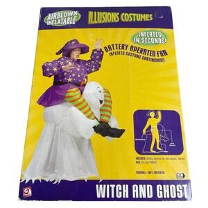 NWT Vtg. Gemmy Airblown Inflatable Illusions Witch & Ghost Halloween Costume